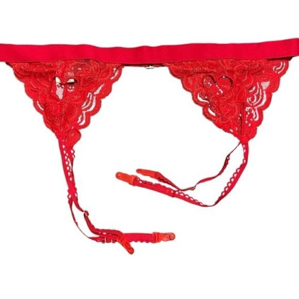 Venus red Lace cut out heart Garter Belt size 3X